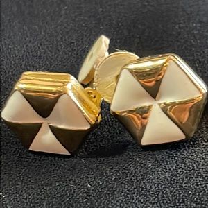 DORLAN simple polished light cream white enamel small clip-on earrings